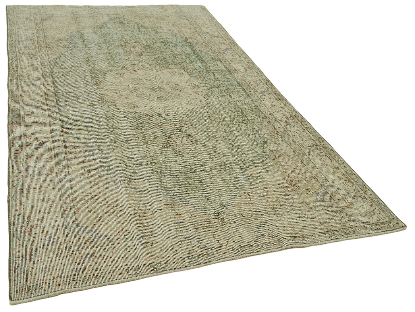 5x9 Beige Turkish Vintage Area Rug - 41547