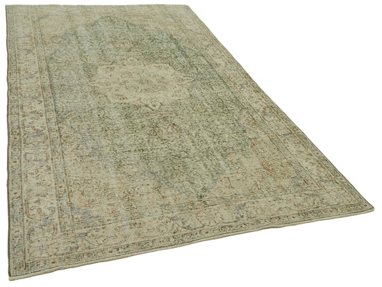 5x9 Beige Turkish Vintage Area Rug - 41547