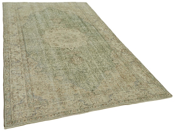 5x9 Beige Turkish Vintage Area Rug - 41547