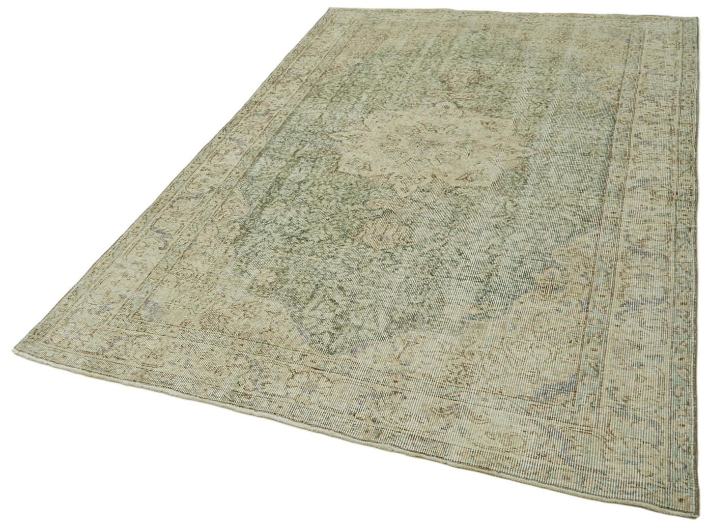 5x9 Beige Turkish Vintage Area Rug - 41547