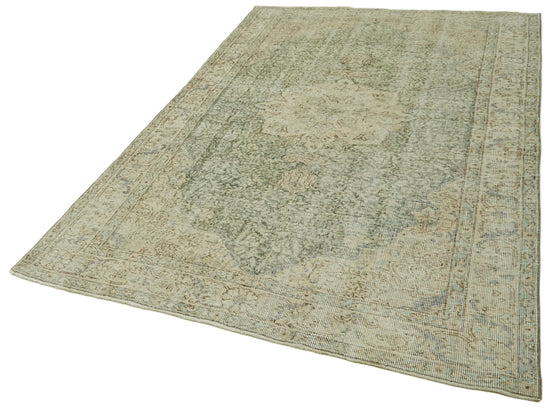 5x9 Beige Turkish Vintage Area Rug - 41547
