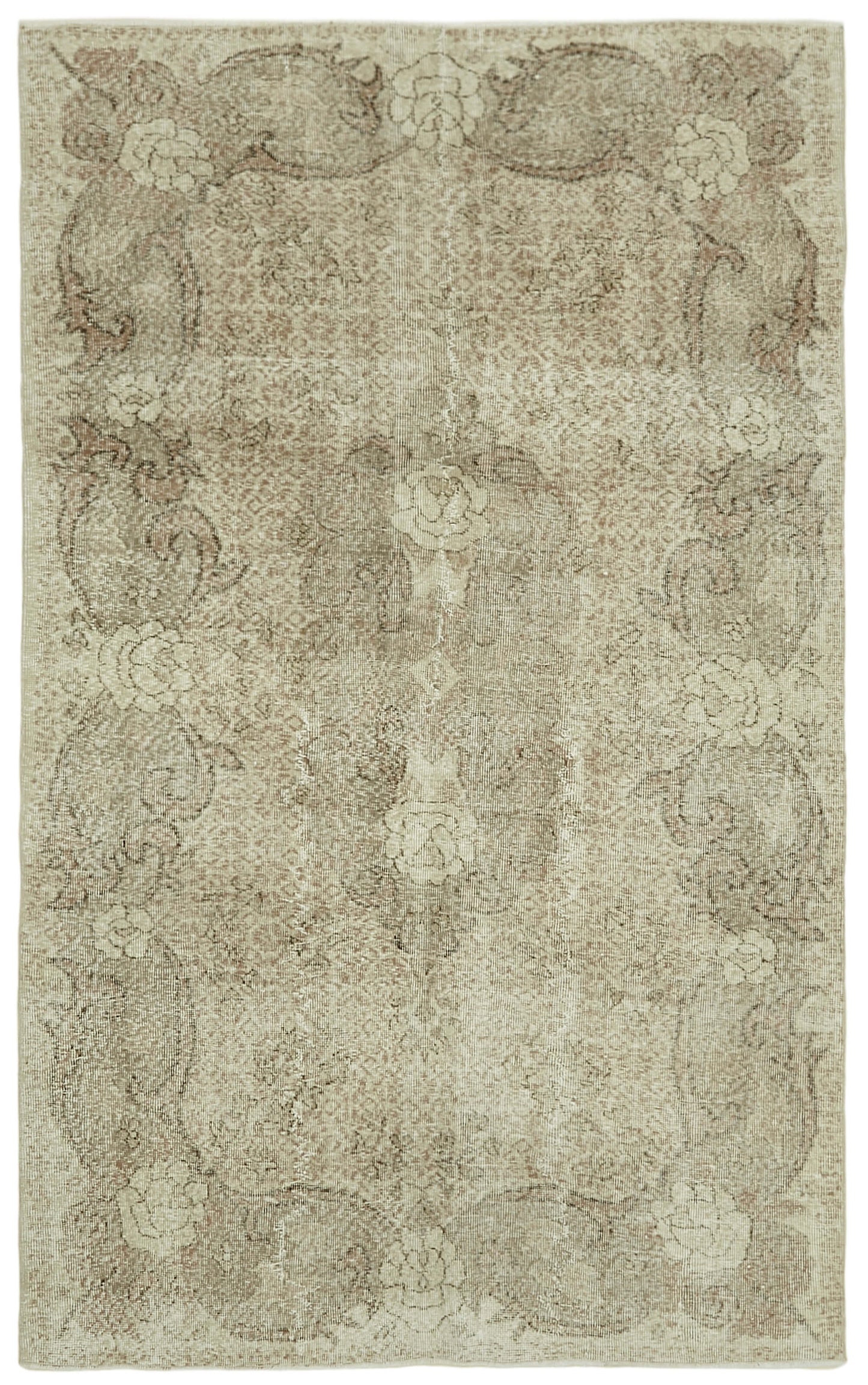 5x9 Beige Turkish Vintage Area Rug - 41548