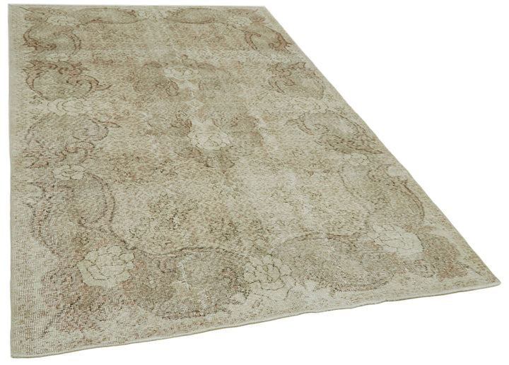 5x9 Beige Turkish Vintage Area Rug - 41548