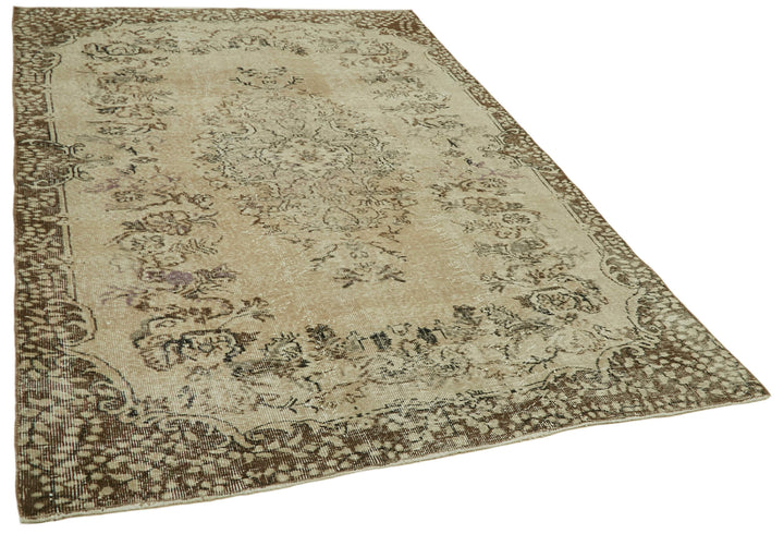 5x8 Beige Turkish Vintage Area Rug - 41549