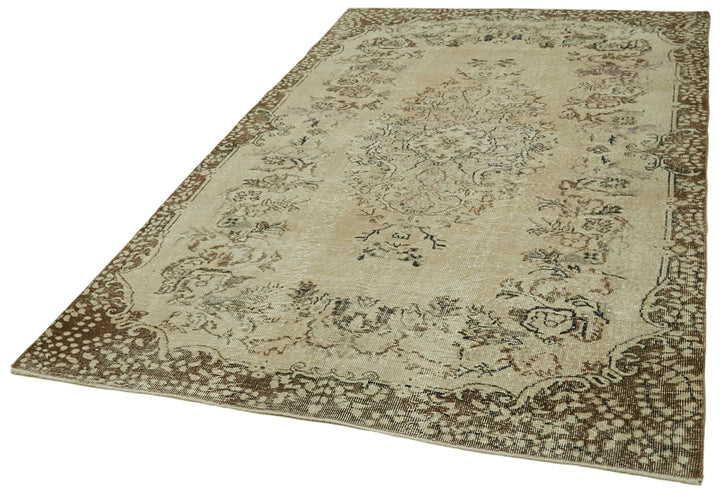 5x8 Beige Turkish Vintage Area Rug - 41549
