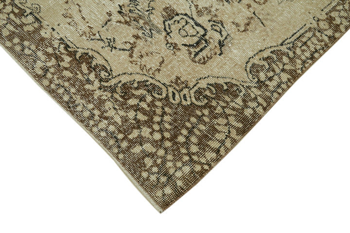5x8 Beige Turkish Vintage Area Rug - 41549