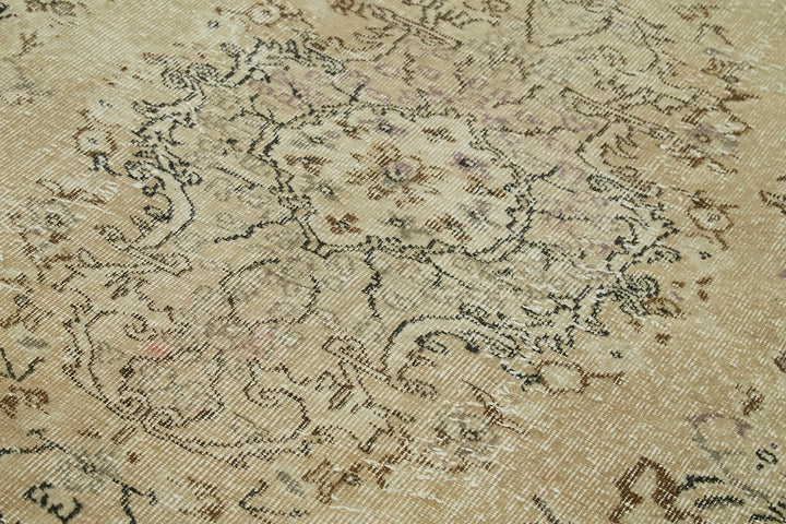 5x8 Beige Turkish Vintage Area Rug - 41549