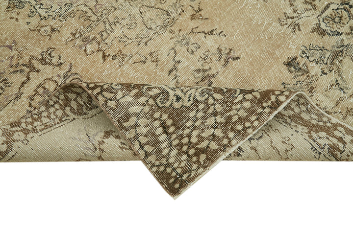 5x8 Beige Turkish Vintage Area Rug - 41549