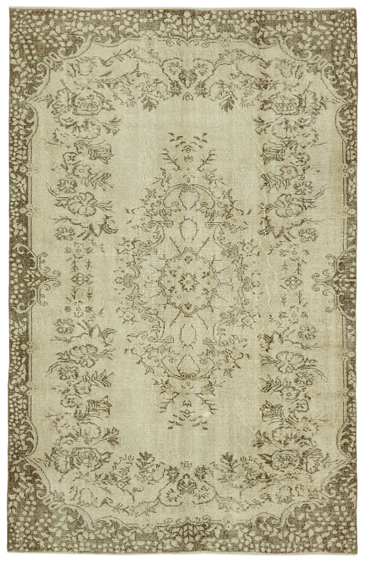 5x8 Beige Turkish Vintage Area Rug - 41550