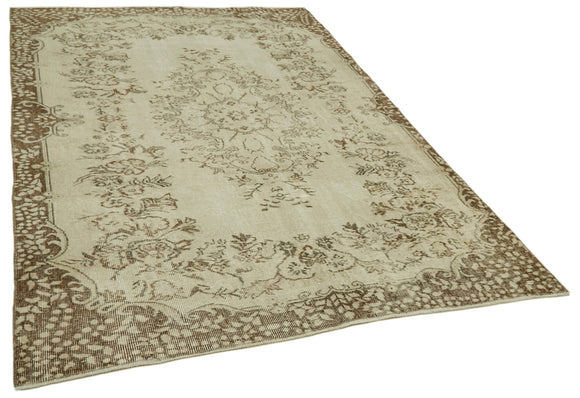 5x8 Beige Turkish Vintage Area Rug - 41550