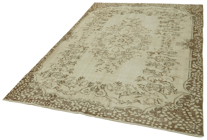 5x8 Beige Turkish Vintage Area Rug - 41550