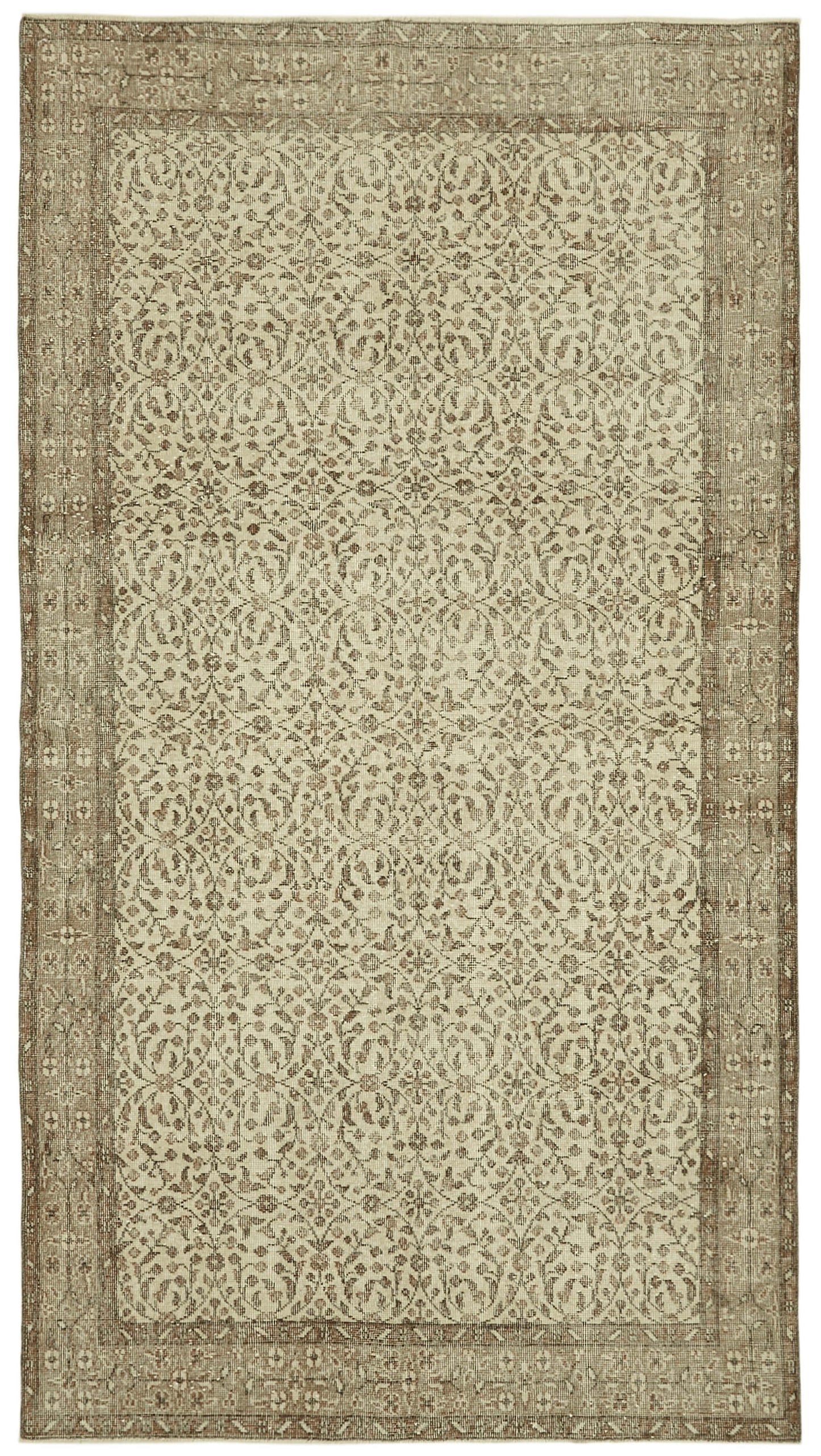 5x10 Beige Turkish Vintage Area Rug - 41552