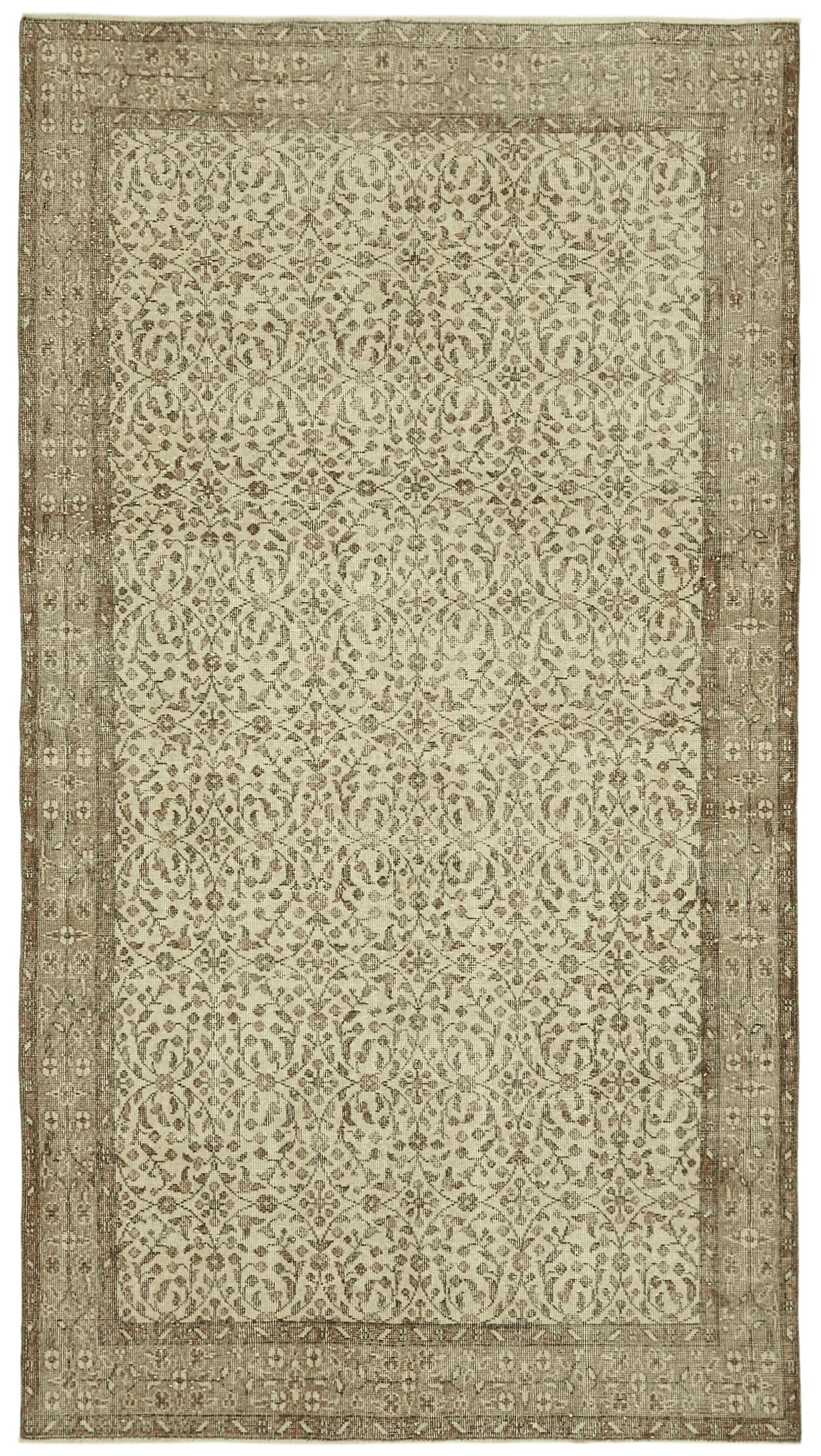 5x10 Beige Turkish Vintage Area Rug - 41552