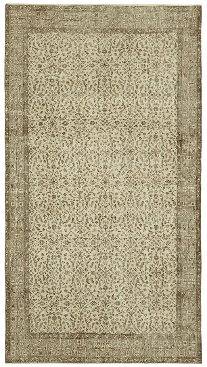 5x10 Beige Turkish Vintage Area Rug - 41552