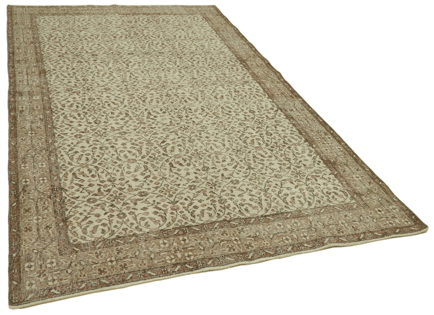 5x10 Beige Turkish Vintage Area Rug - 41552