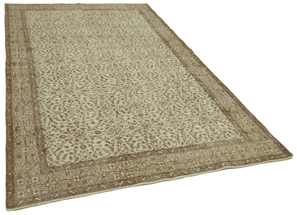 5x10 Beige Turkish Vintage Area Rug - 41552