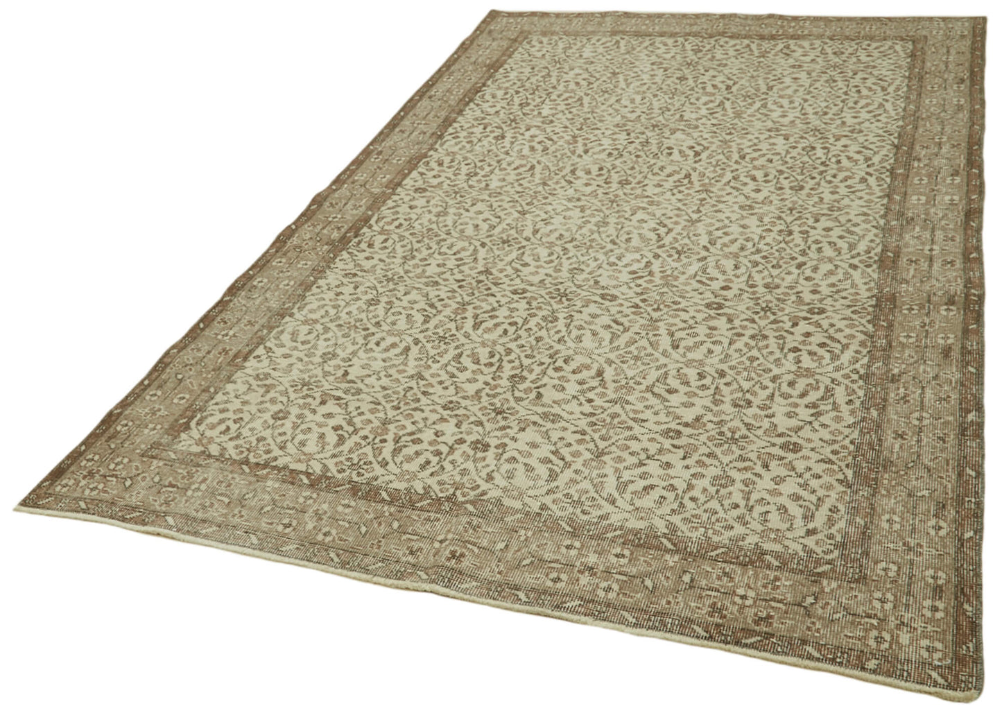 5x10 Beige Turkish Vintage Area Rug - 41552