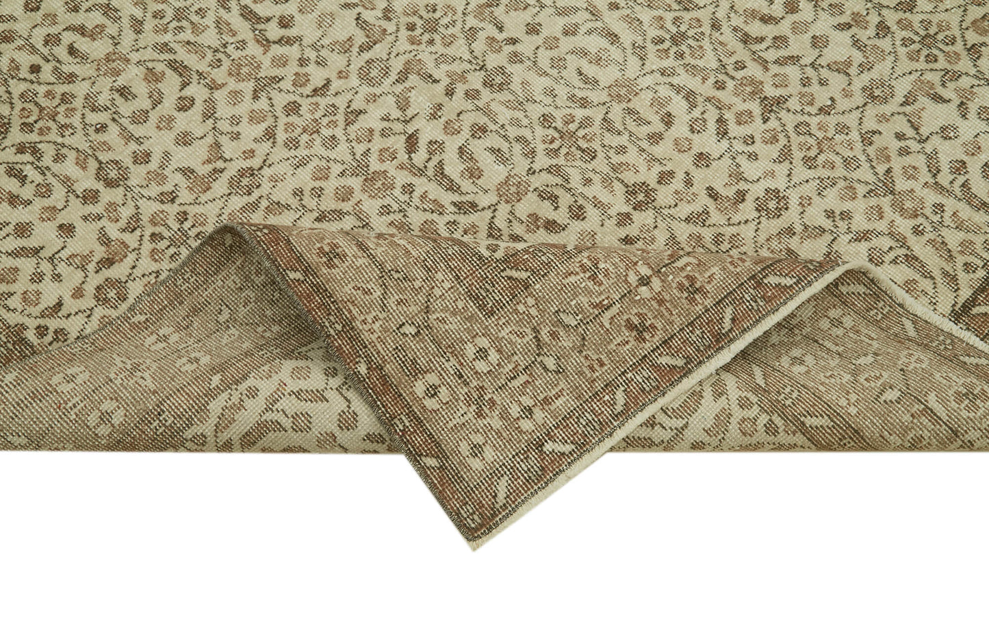 5x10 Beige Turkish Vintage Area Rug - 41552