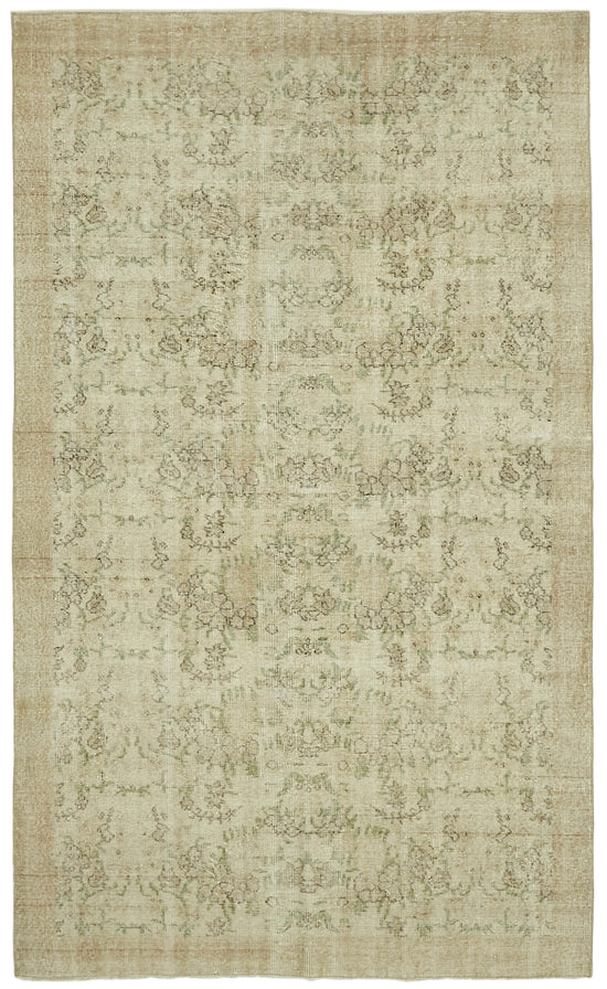 6x9 Beige Turkish Vintage Area Rug - 41555