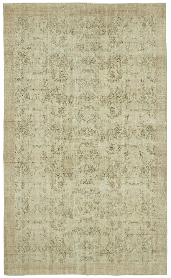 6x9 Beige Turkish Vintage Area Rug - 41555
