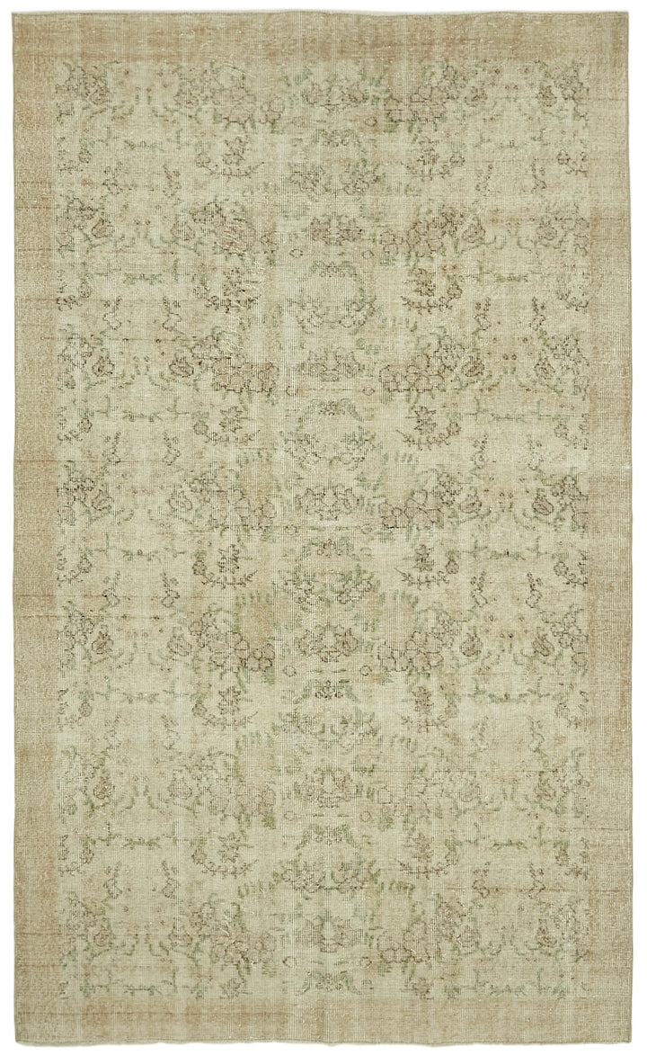 6x9 Beige Turkish Vintage Area Rug - 41555