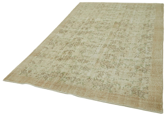 6x9 Beige Turkish Vintage Area Rug - 41555