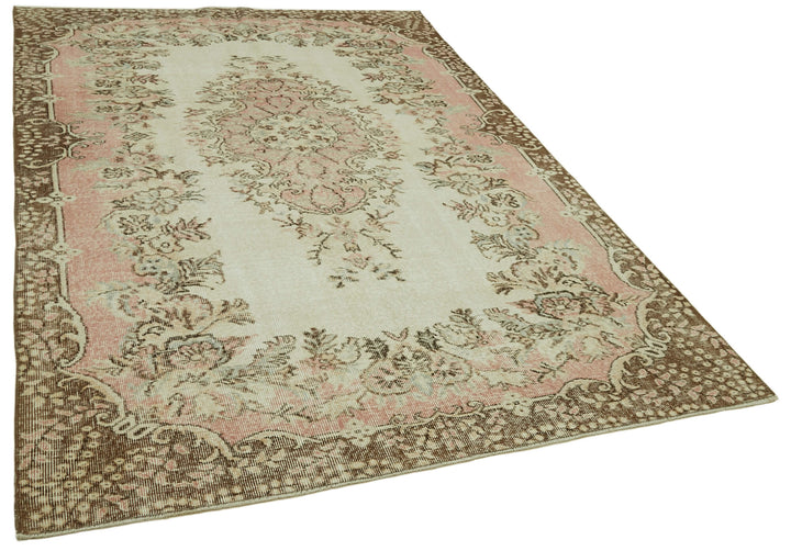 6x8 Beige Turkish Vintage Area Rug - 41556