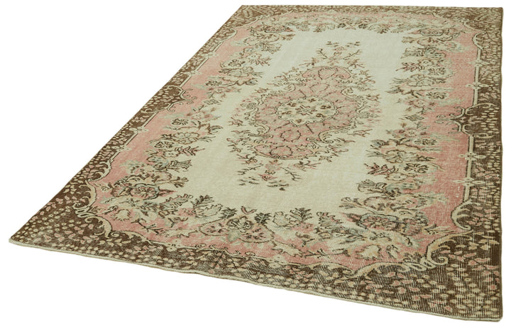 6x8 Beige Turkish Vintage Area Rug - 41556