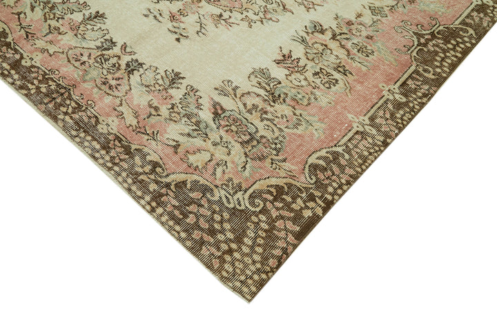 6x8 Beige Turkish Vintage Area Rug - 41556