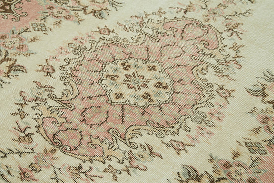 6x8 Beige Turkish Vintage Area Rug - 41556