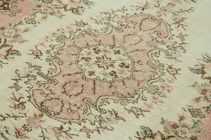 6x8 Beige Turkish Vintage Area Rug - 41556