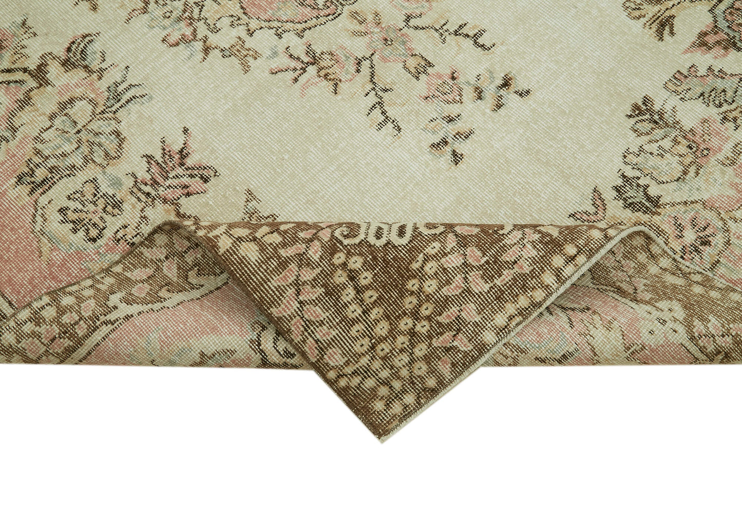 6x8 Beige Turkish Vintage Area Rug - 41556