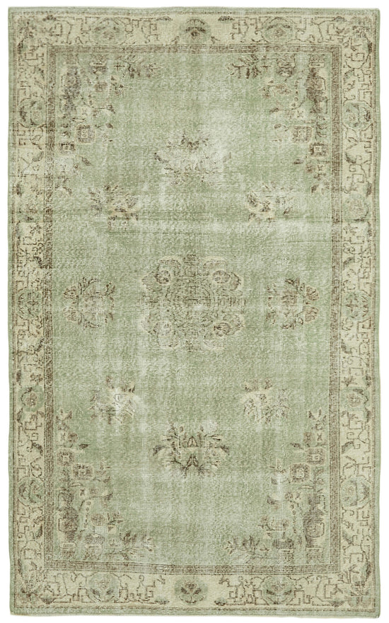 5x9 Beige Turkish Vintage Area Rug - 41557