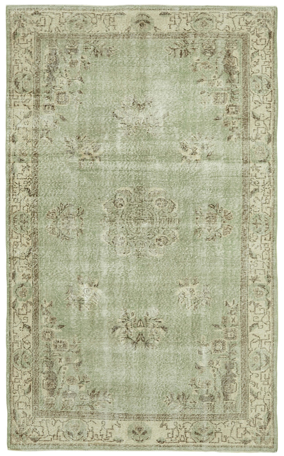 5x9 Beige Turkish Vintage Area Rug - 41557