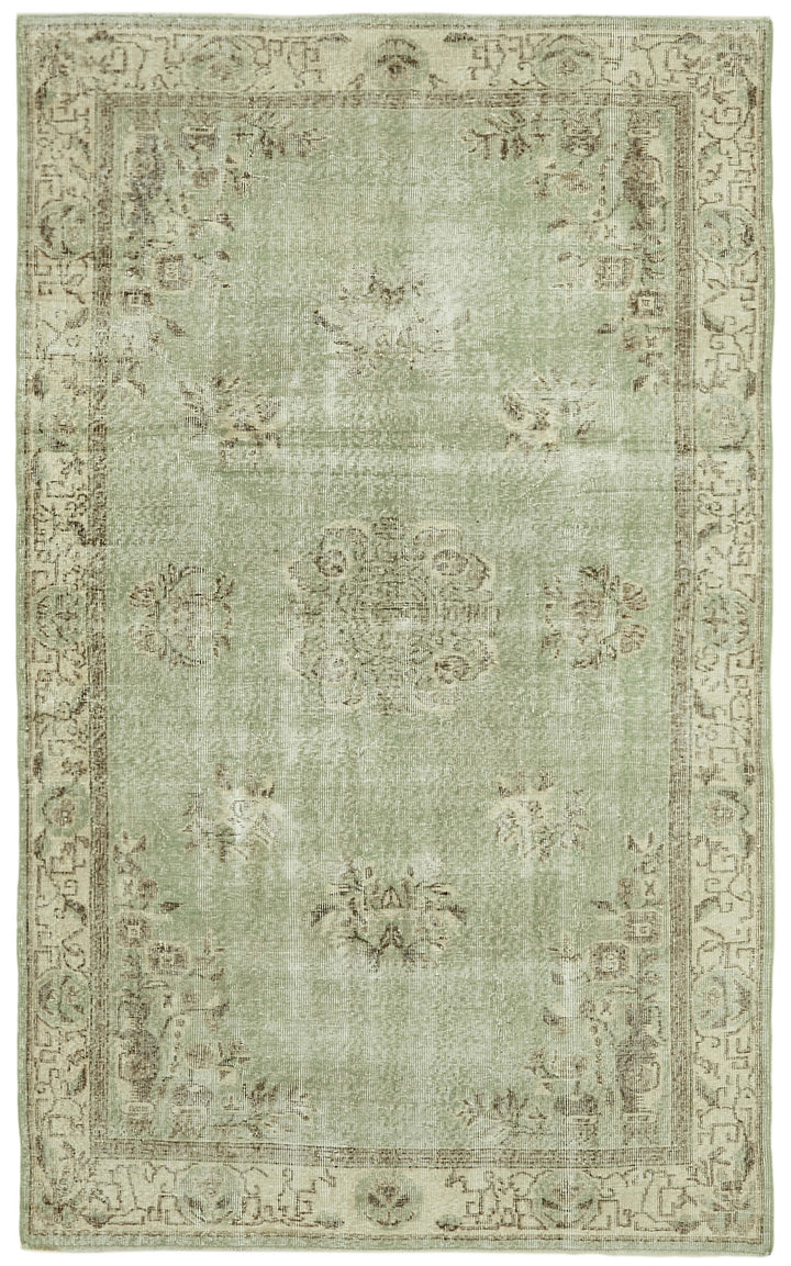 5x9 Beige Turkish Vintage Area Rug - 41557