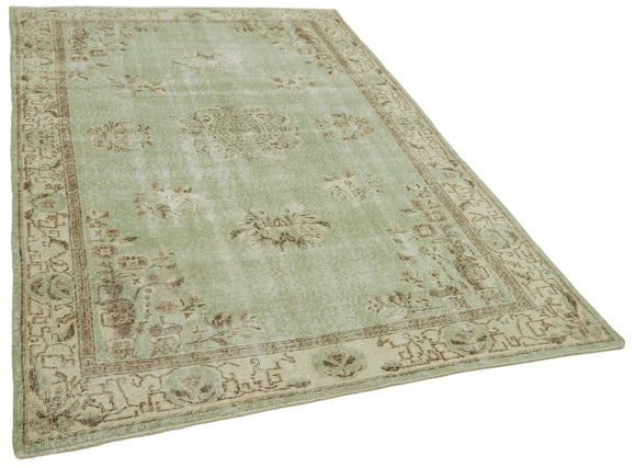 5x9 Beige Turkish Vintage Area Rug - 41557