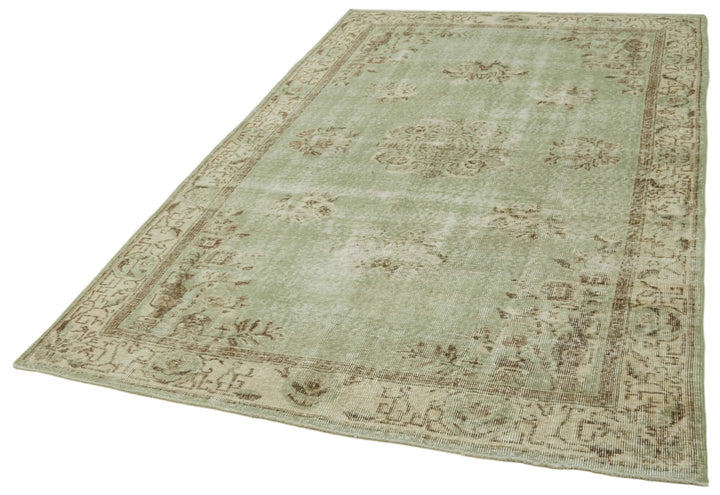 5x9 Beige Turkish Vintage Area Rug - 41557