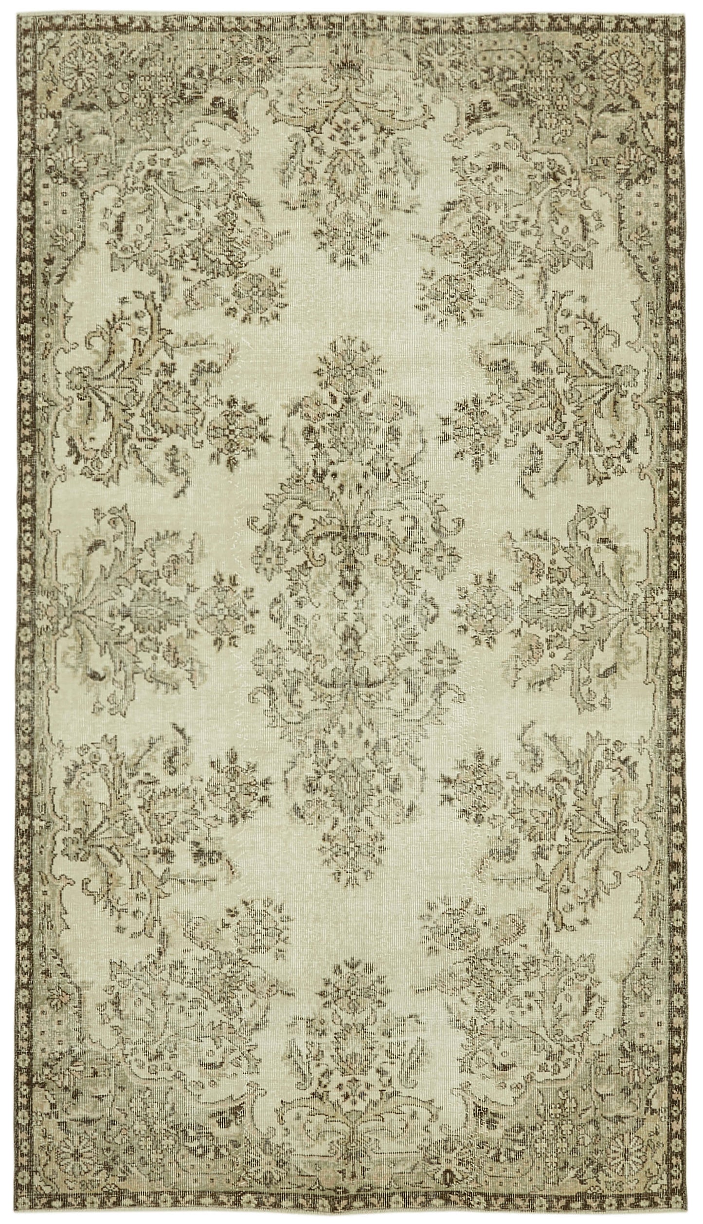 5x10 Beige Turkish Vintage Area Rug - 41559