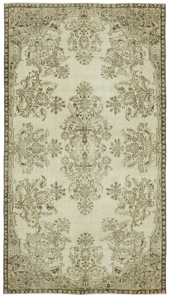 5x10 Beige Turkish Vintage Area Rug - 41559