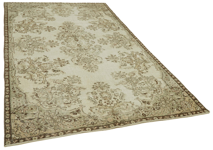 5x10 Beige Turkish Vintage Area Rug - 41559
