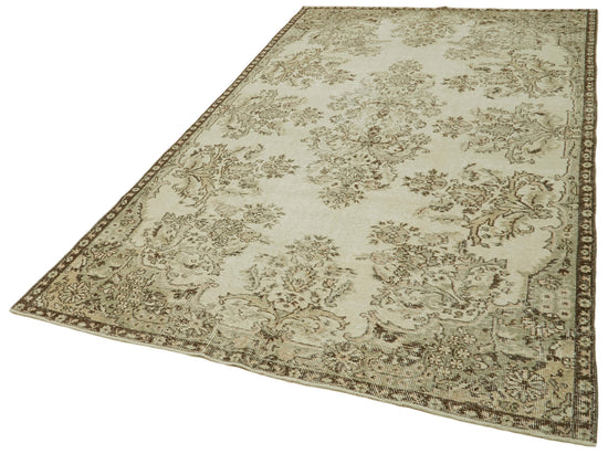 5x10 Beige Turkish Vintage Area Rug - 41559