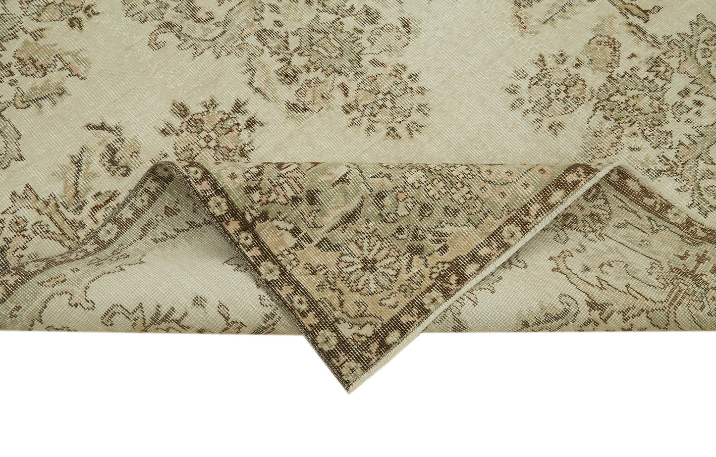 5x10 Beige Turkish Vintage Area Rug - 41559