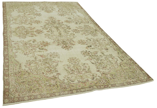 6x9 Beige Turkish Vintage Area Rug - 41560
