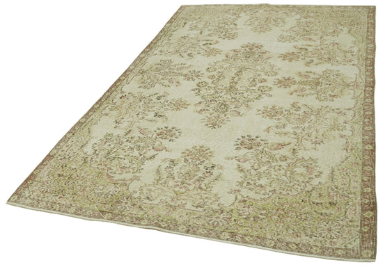 6x9 Beige Turkish Vintage Area Rug - 41560
