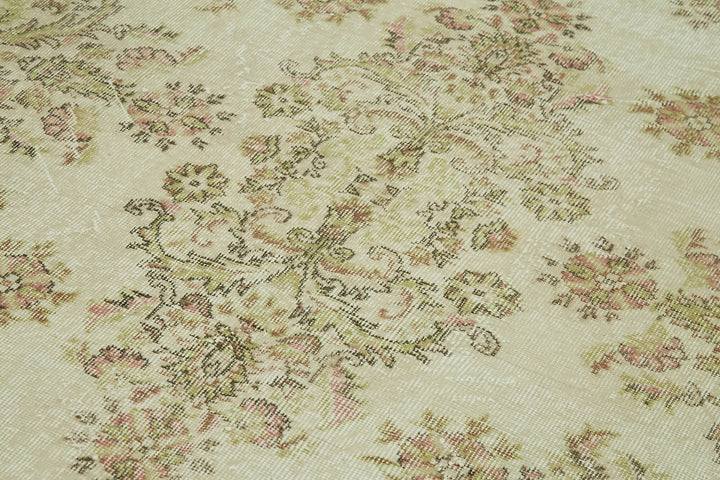 6x9 Beige Turkish Vintage Area Rug - 41560