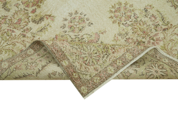 6x9 Beige Turkish Vintage Area Rug - 41560