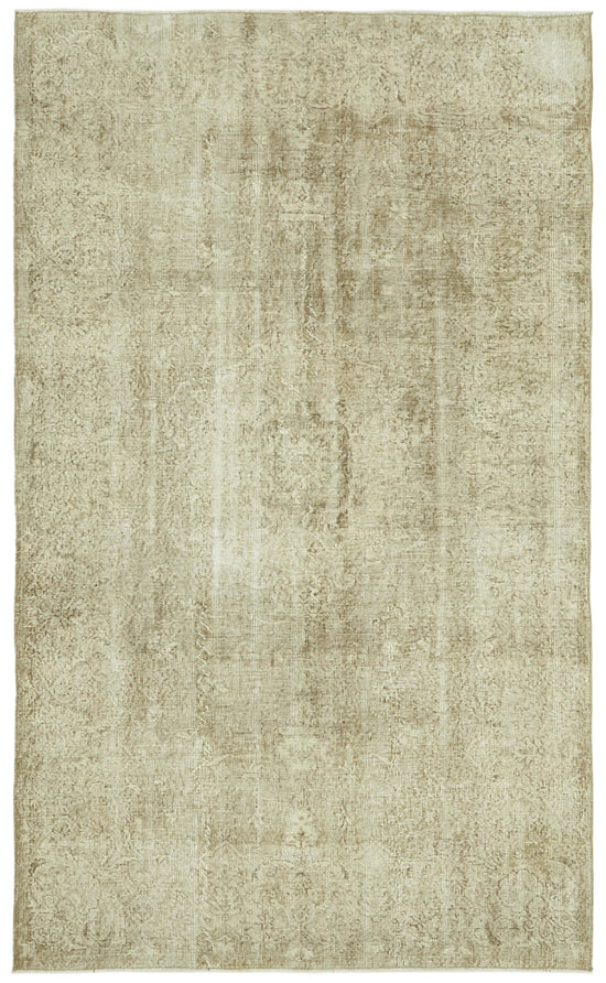 5x9 Beige Turkish Vintage Area Rug - 41561