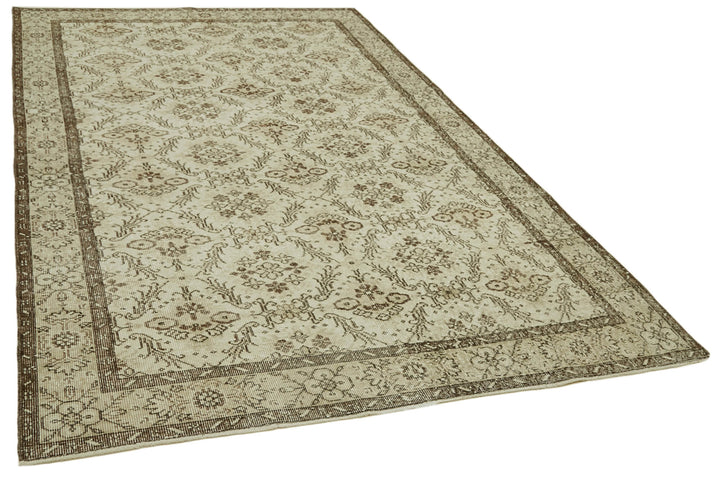 6x9 Beige Turkish Vintage Area Rug - 41562