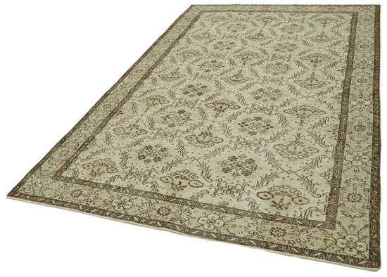 6x9 Beige Turkish Vintage Area Rug - 41562