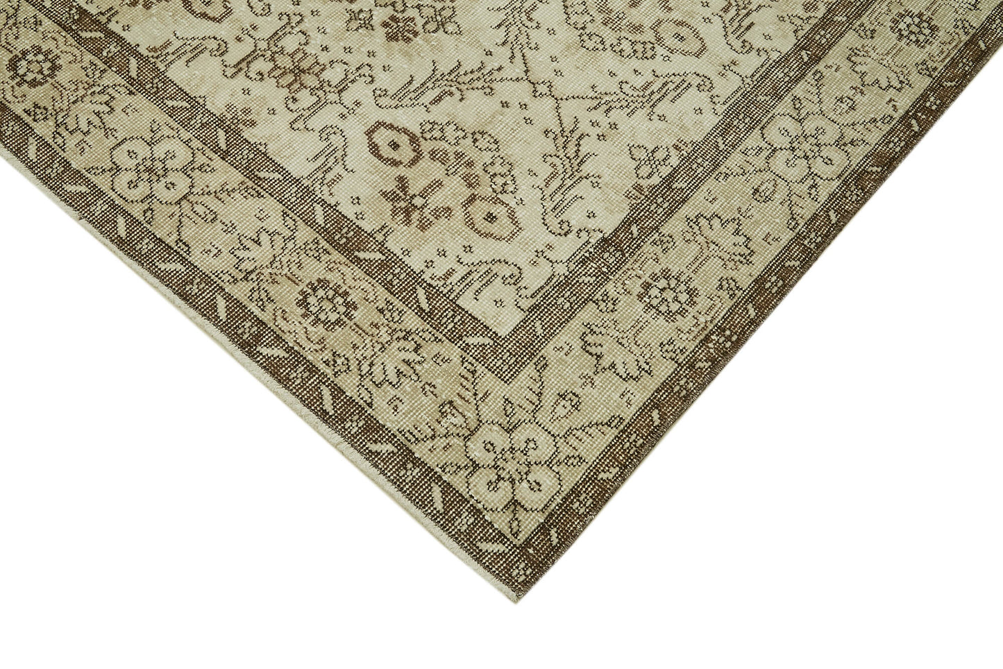 6x9 Beige Turkish Vintage Area Rug - 41562